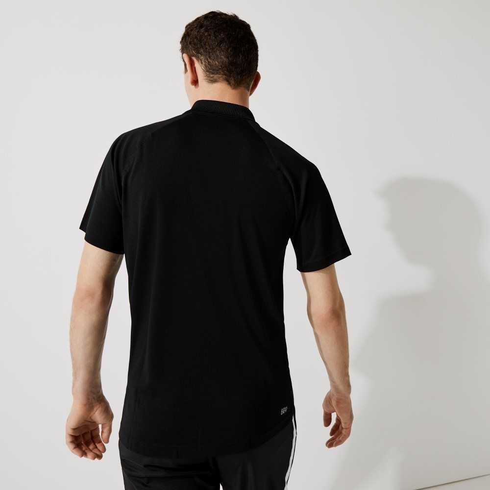 Lacoste SPORT Breathable Abrasion-Resistant Interlock Polo Black | MUF-874950