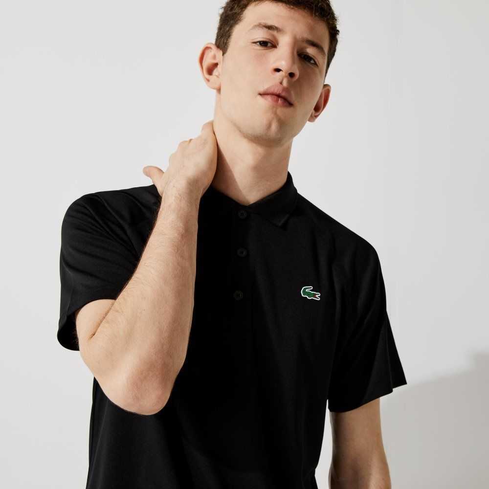 Lacoste SPORT Breathable Abrasion-Resistant Interlock Polo Black | MUF-874950