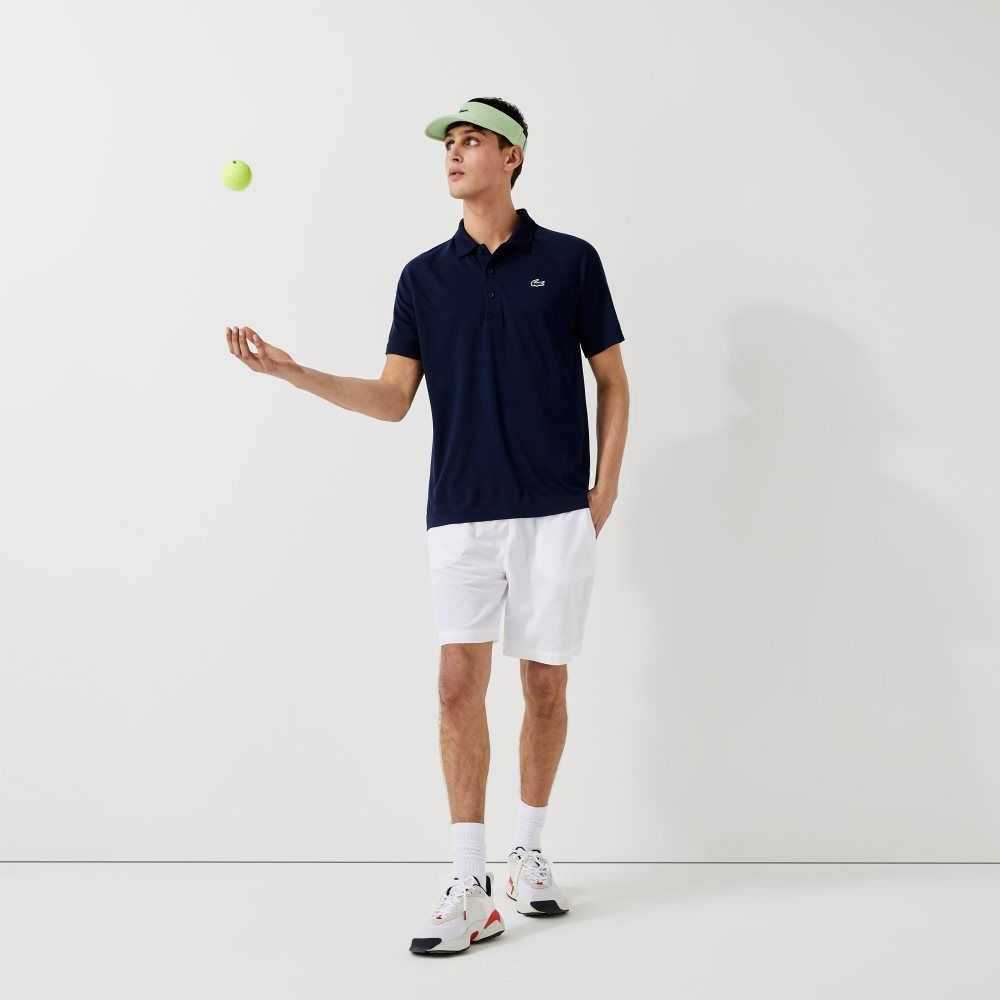 Lacoste SPORT Breathable Abrasion-Resistant Interlock Polo Navy Blue | QEG-560349