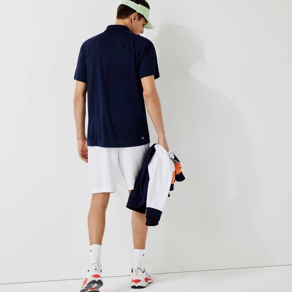 Lacoste SPORT Breathable Abrasion-Resistant Interlock Polo Navy Blue | QEG-560349