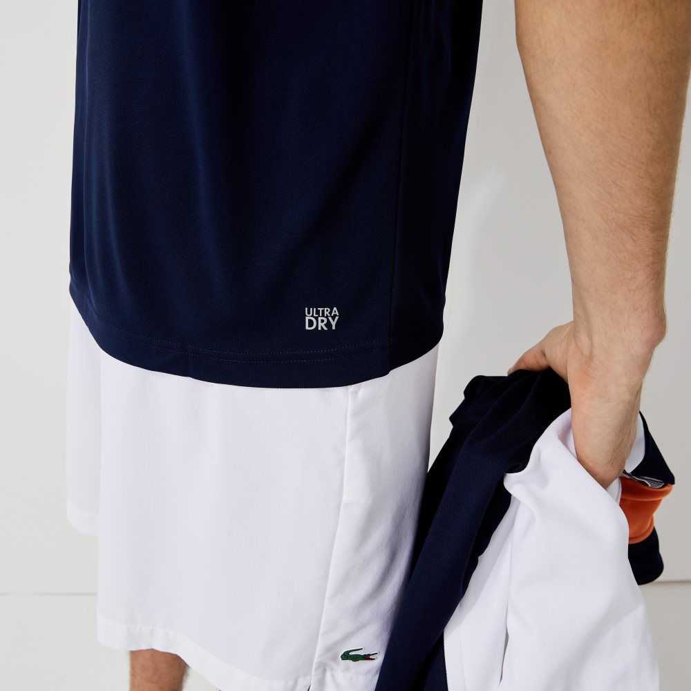 Lacoste SPORT Breathable Abrasion-Resistant Interlock Polo Navy Blue | QEG-560349