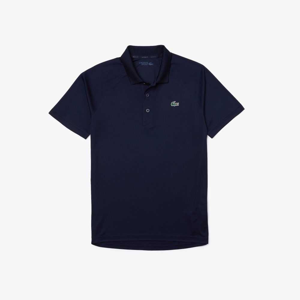 Lacoste SPORT Breathable Abrasion-Resistant Interlock Polo Navy Blue | QEG-560349