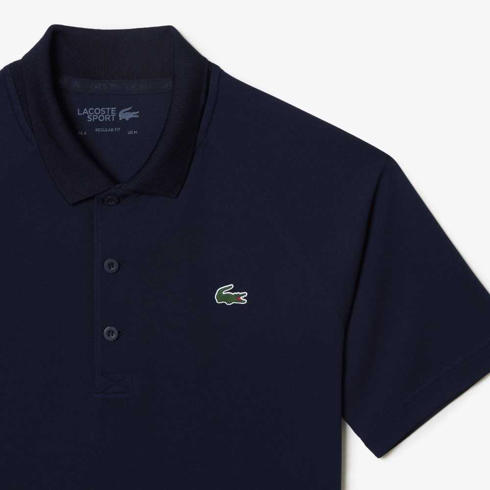 Lacoste SPORT Breathable Abrasion-Resistant Interlock Polo Navy Blue | QEG-560349