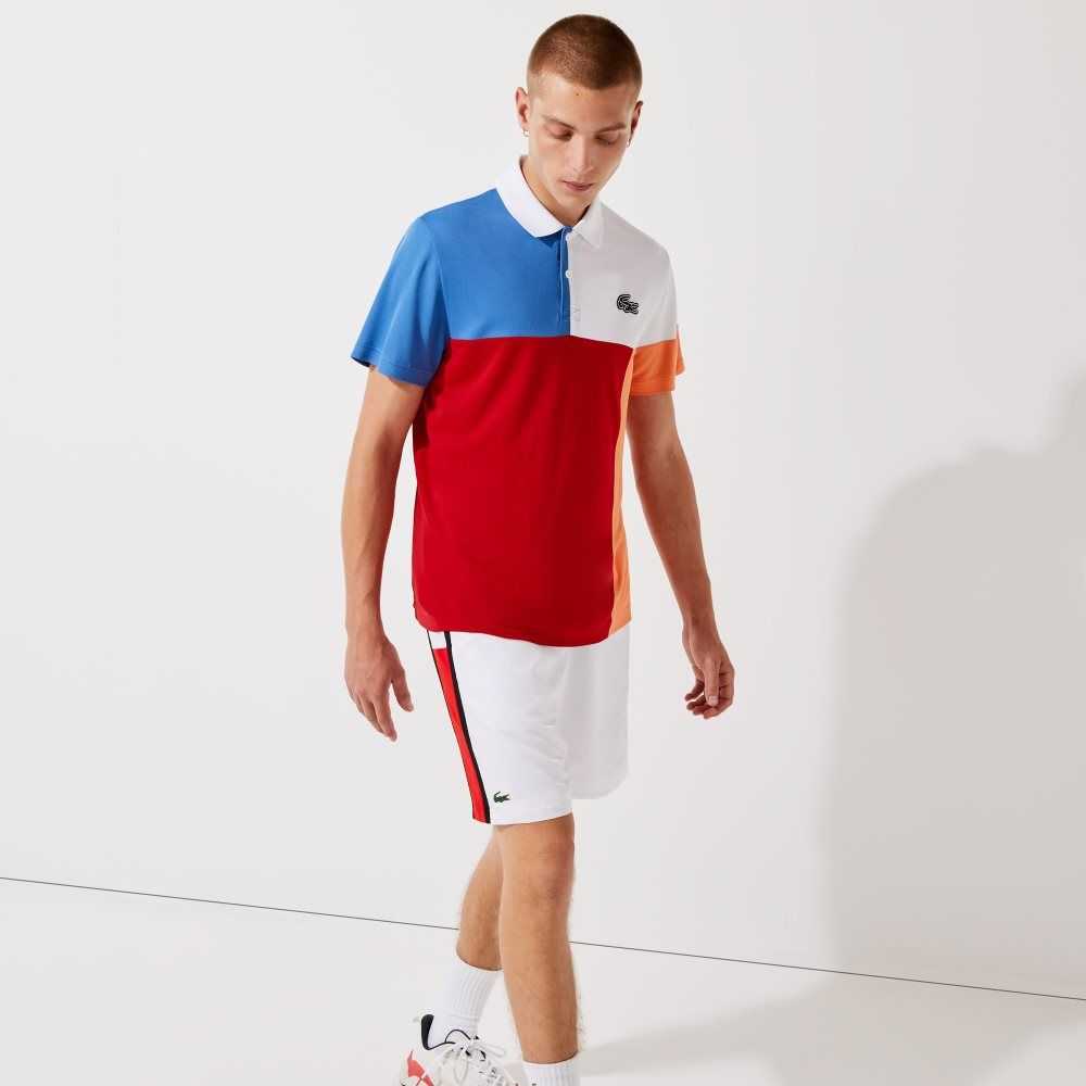 Lacoste SPORT Breathable Colorblock Pique Polo White / Blue / Red / Orange / Black | ZXW-486173