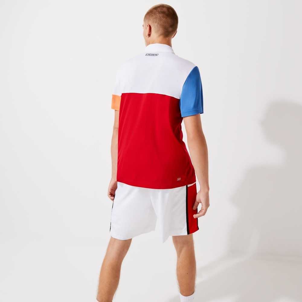 Lacoste SPORT Breathable Colorblock Pique Polo White / Blue / Red / Orange / Black | ZXW-486173