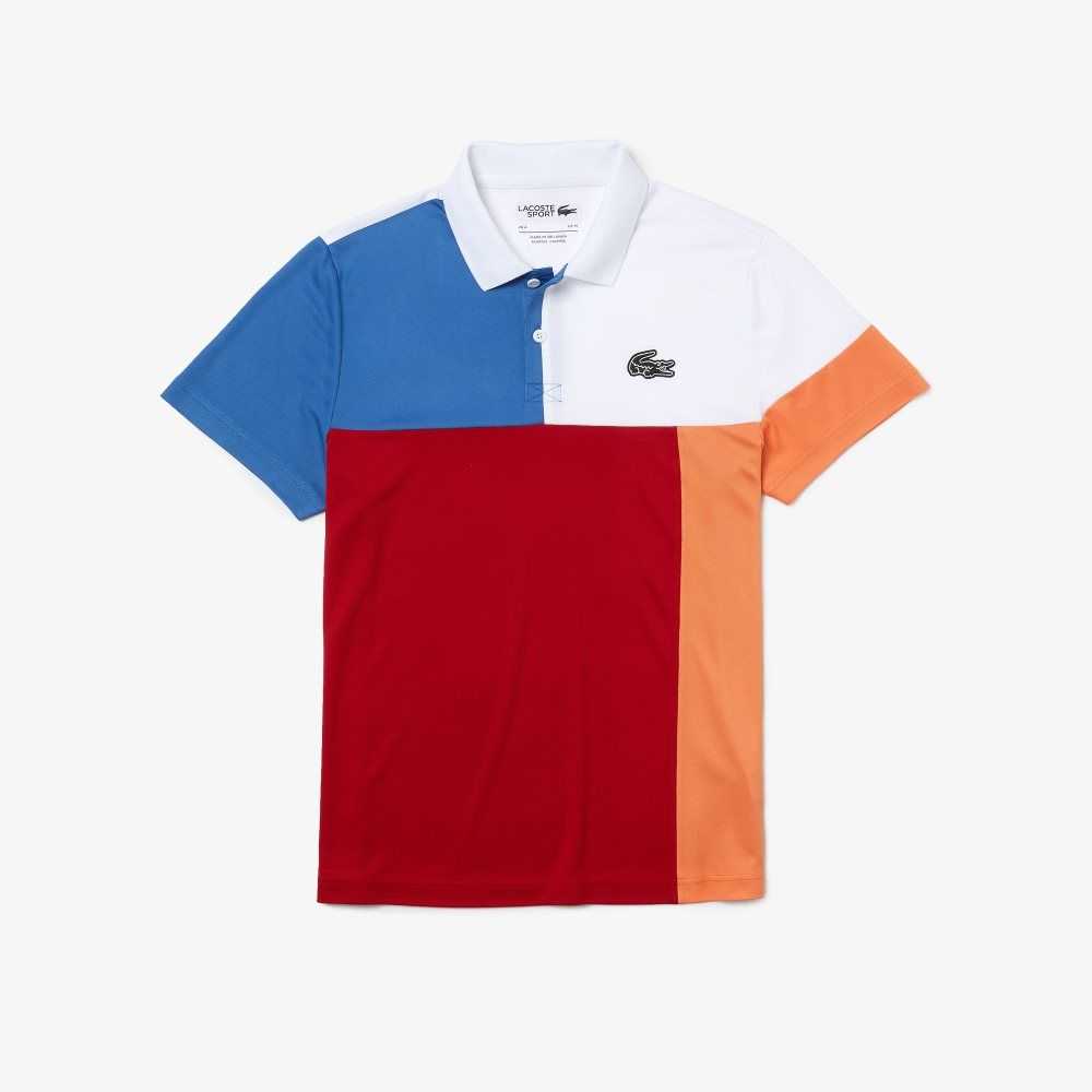 Lacoste SPORT Breathable Colorblock Pique Polo White / Blue / Red / Orange / Black | ZXW-486173