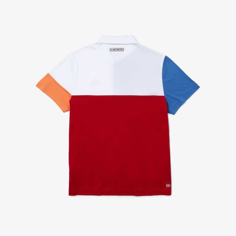 Lacoste SPORT Breathable Colorblock Pique Polo White / Blue / Red / Orange / Black | ZXW-486173