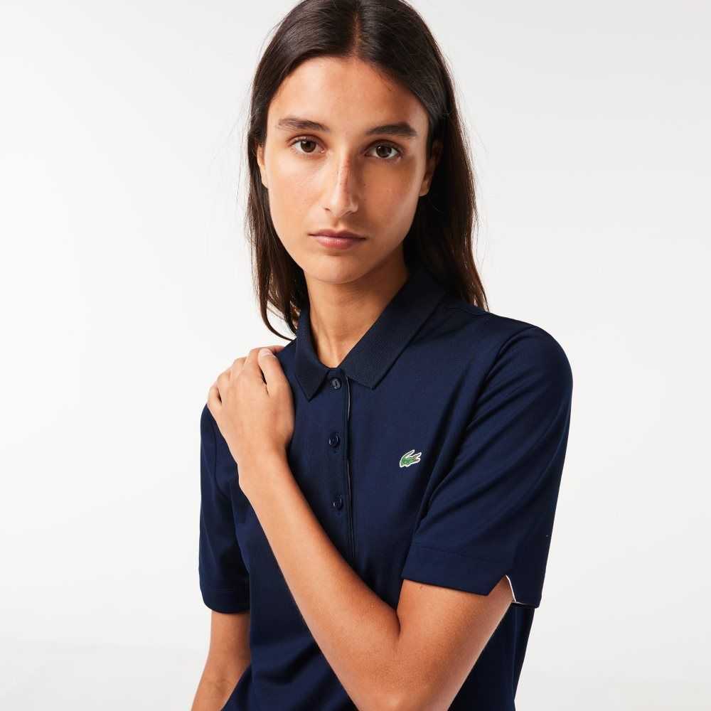 Lacoste SPORT Breathable Stretch Golf Polo Navy Blue / White | TOM-849716