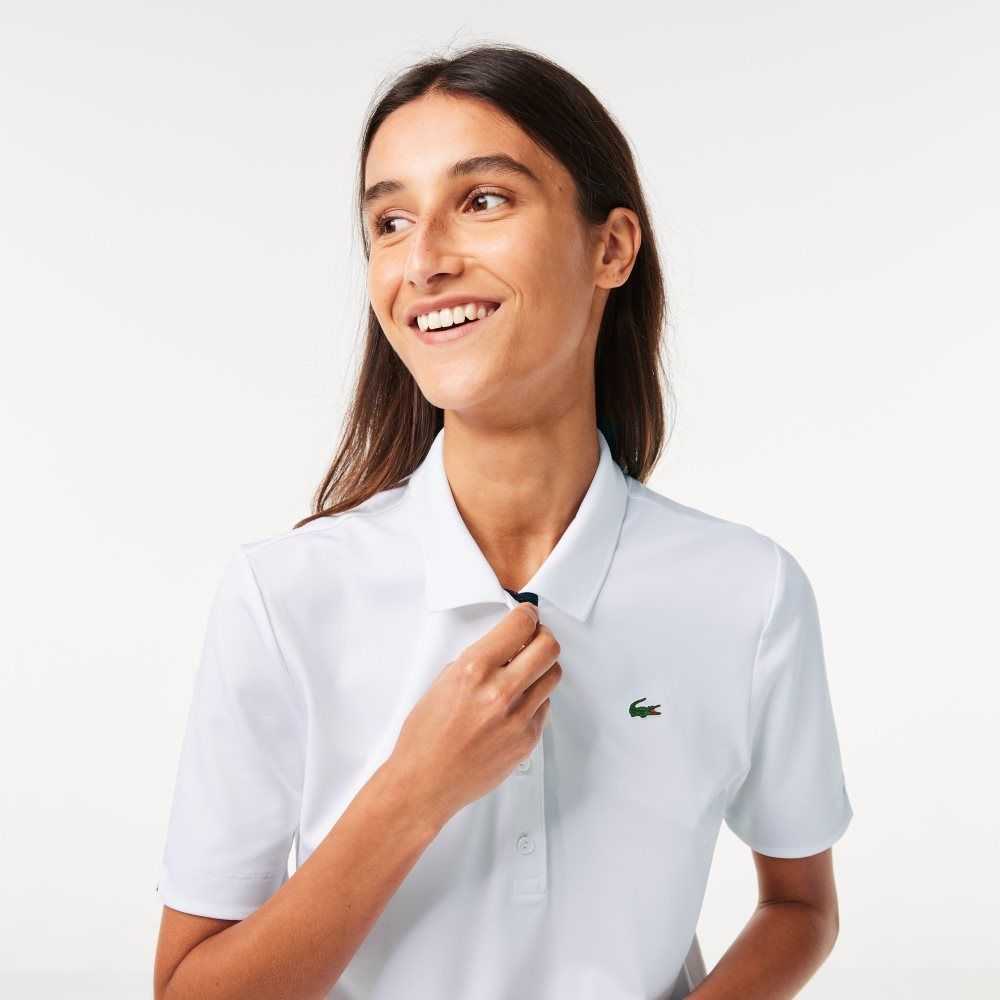 Lacoste SPORT Breathable Stretch Golf Polo White / Navy Blue | TSY-051983