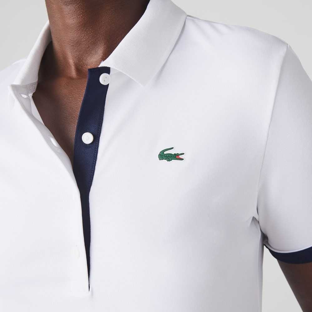 Lacoste SPORT Breathable Stretch Golf Polo White / Navy Blue | TSY-051983