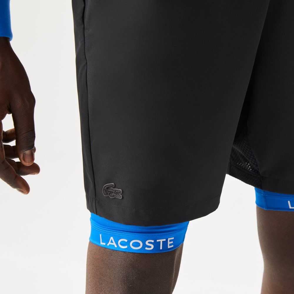 Lacoste SPORT Built-In Liner 3-in-1 Shorts Black / Blue | ZIS-865490