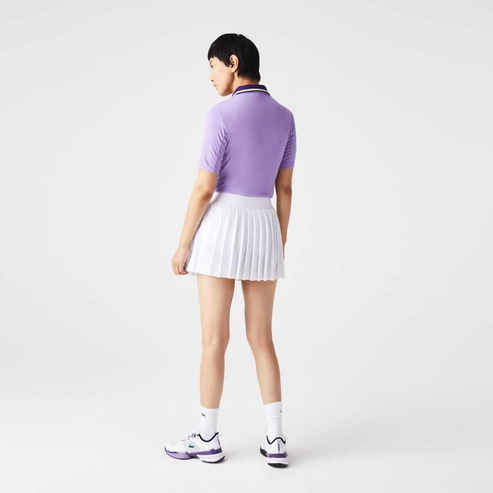 Lacoste SPORT Built-In Short Pleated Tennis Skirt White / Green | OSC-740813