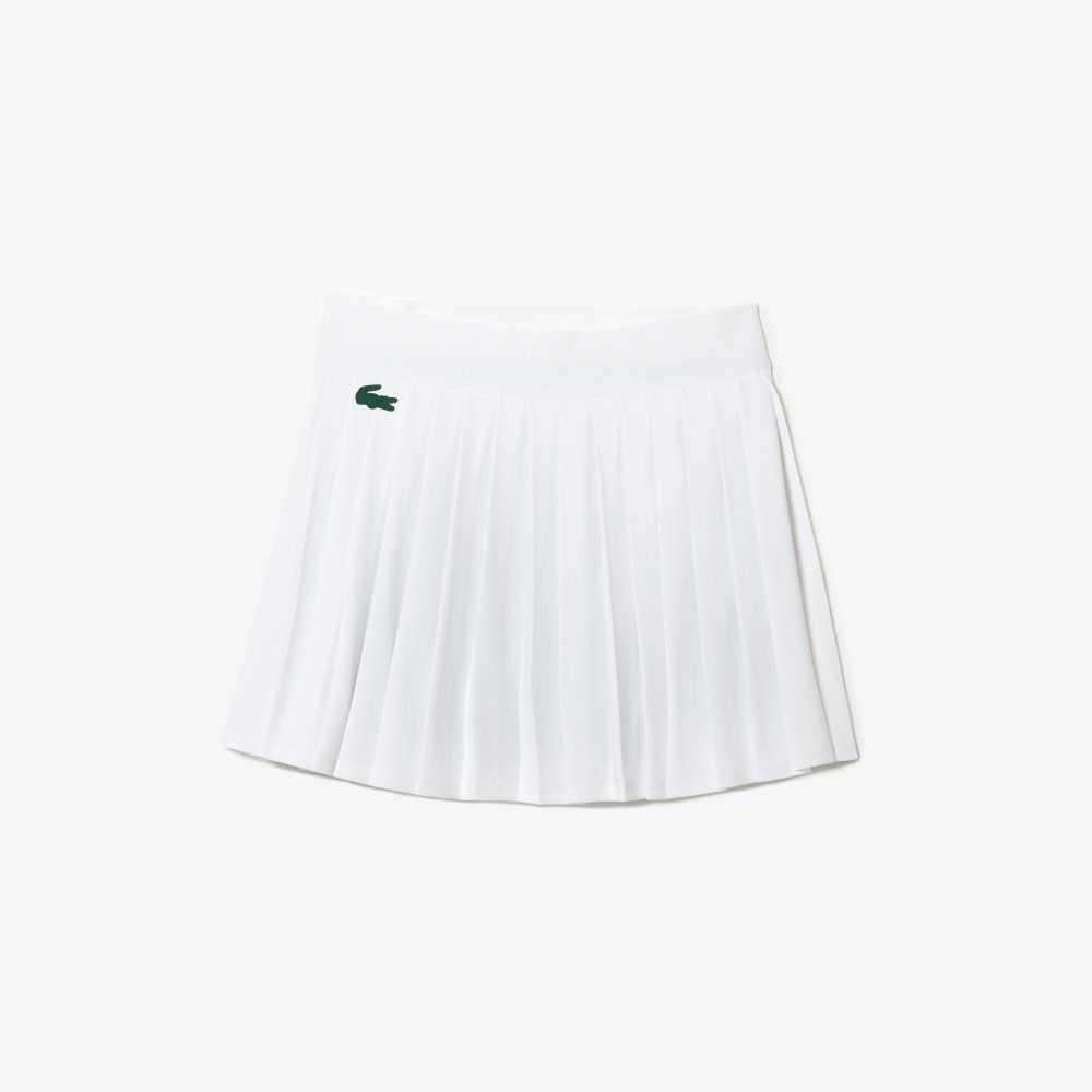 Lacoste SPORT Built-In Short Pleated Tennis Skirt White / Green | OSC-740813