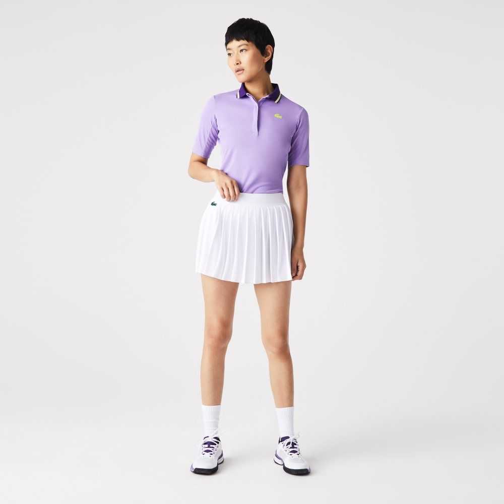 Lacoste SPORT Built-In Short Pleated Tennis Skirt White / Green | OSC-740813