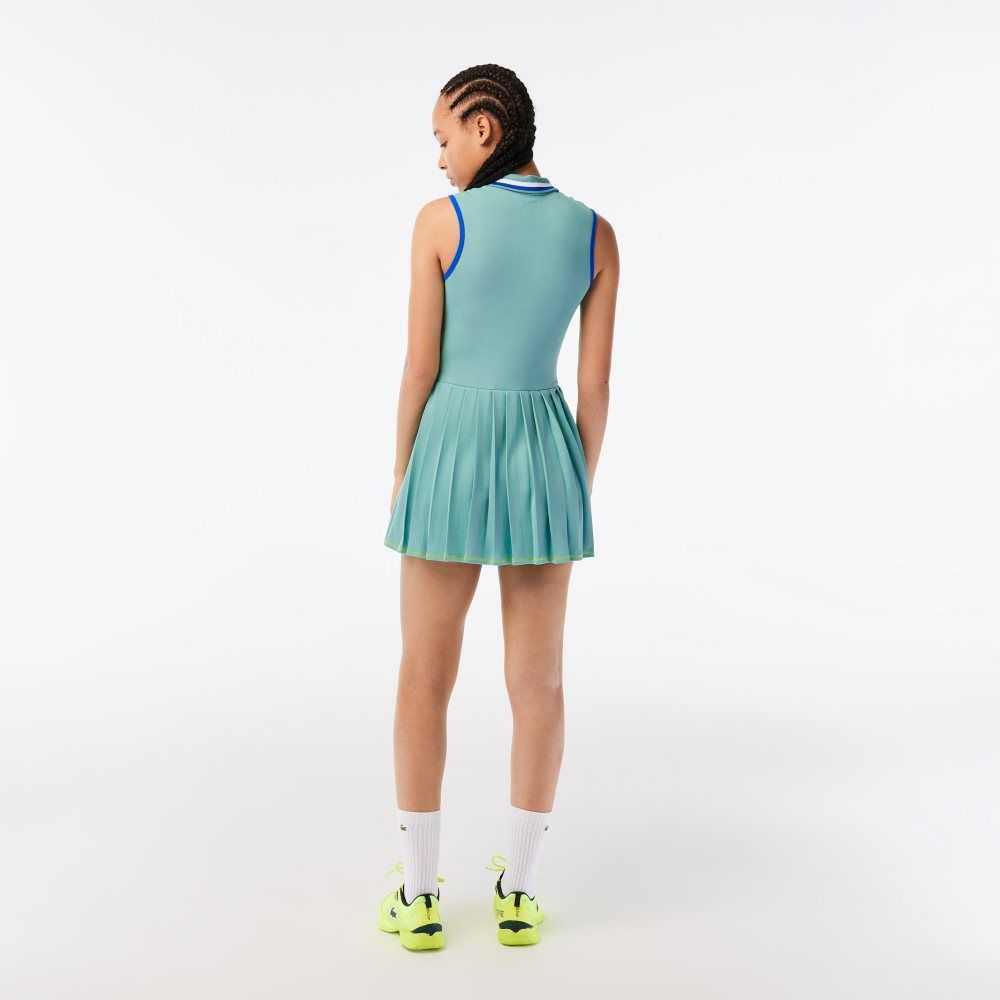 Lacoste SPORT Built-In Short Pleated Tennis Dress Green / Light Green | VFE-061275