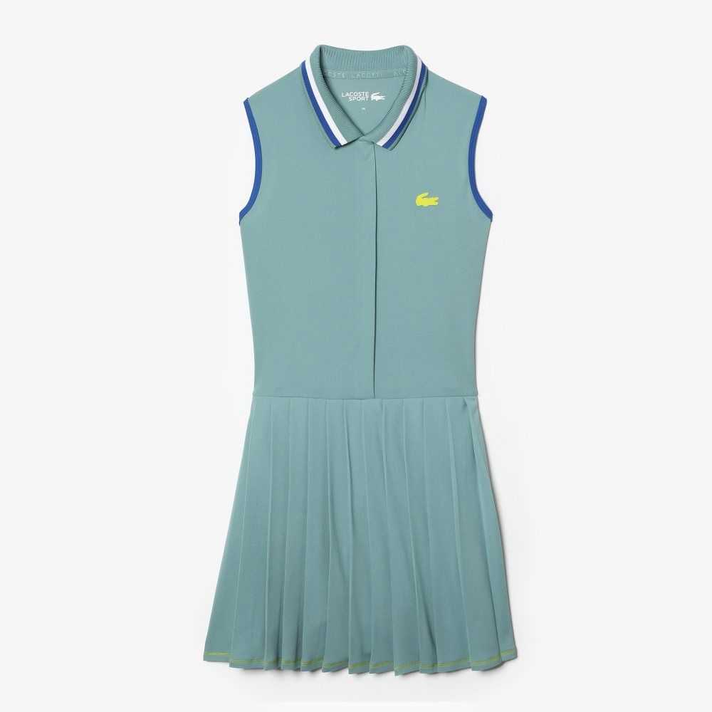 Lacoste SPORT Built-In Short Pleated Tennis Dress Green / Light Green | VFE-061275