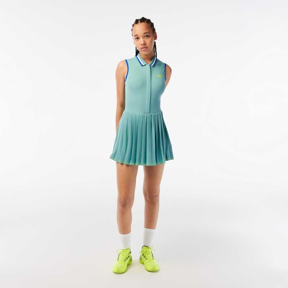 Lacoste SPORT Built-In Short Pleated Tennis Dress Green / Light Green | VFE-061275