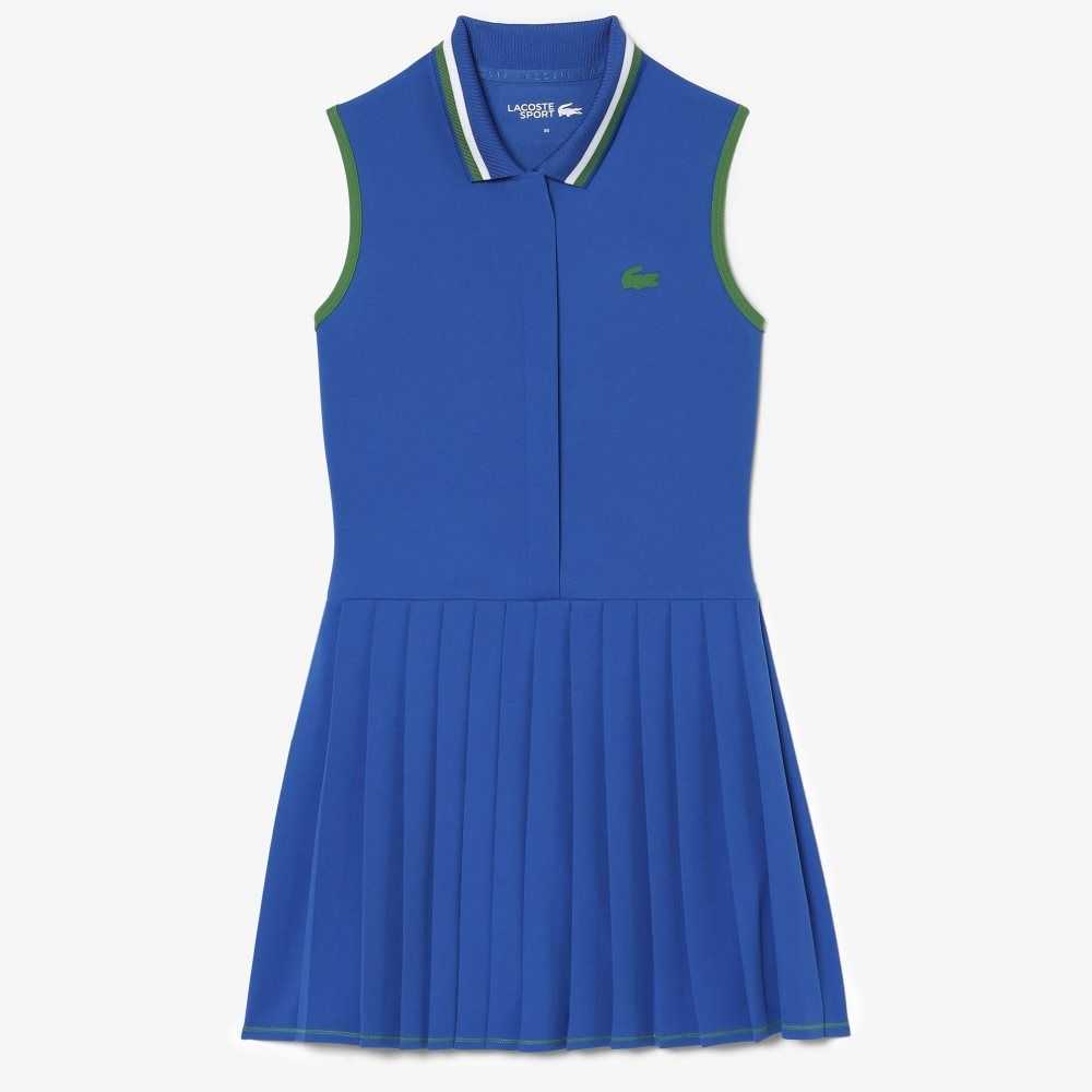 Lacoste SPORT Built-In Short Pleated Tennis Dress Blue / Green | VGE-476850