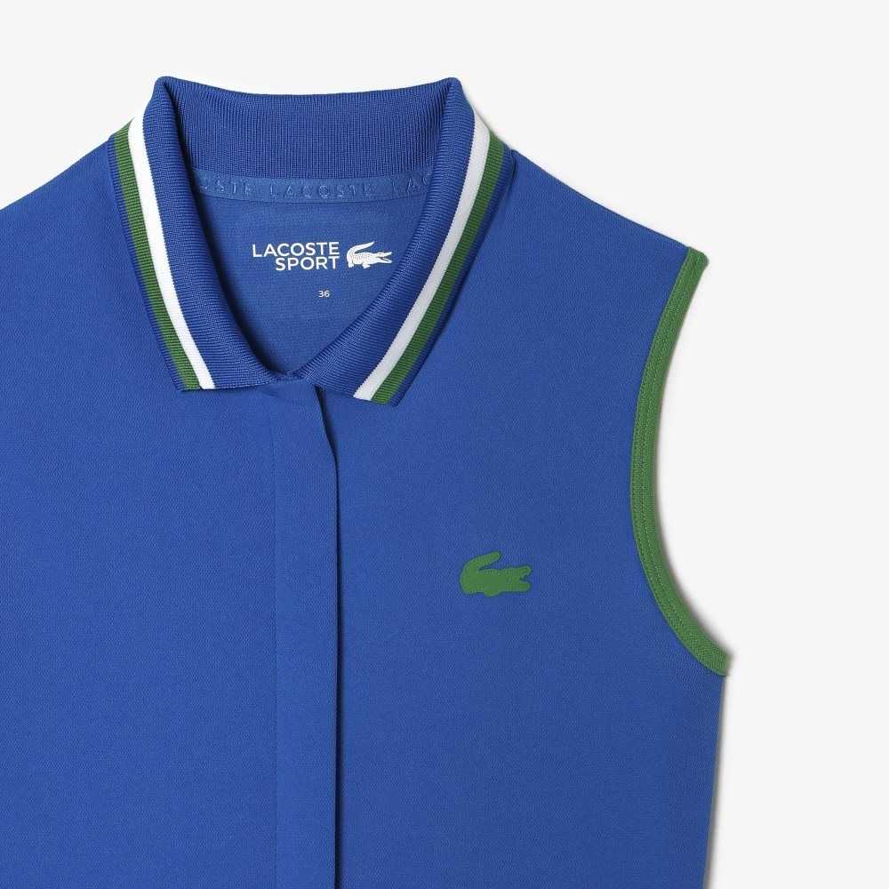 Lacoste SPORT Built-In Short Pleated Tennis Dress Blue / Green | VGE-476850