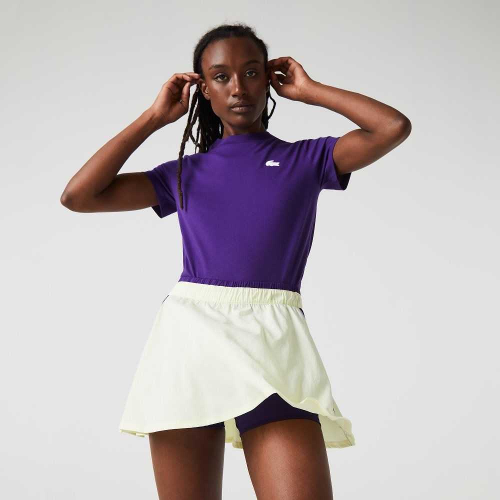 Lacoste SPORT Built-In Short Tennis Skirt Yellow / Purple | NDW-324806