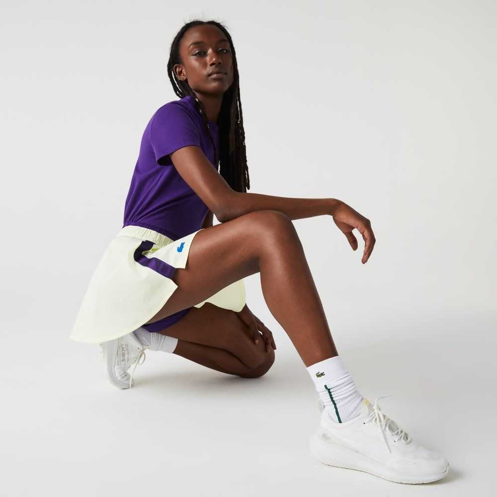 Lacoste SPORT Built-In Short Tennis Skirt Yellow / Purple | NDW-324806