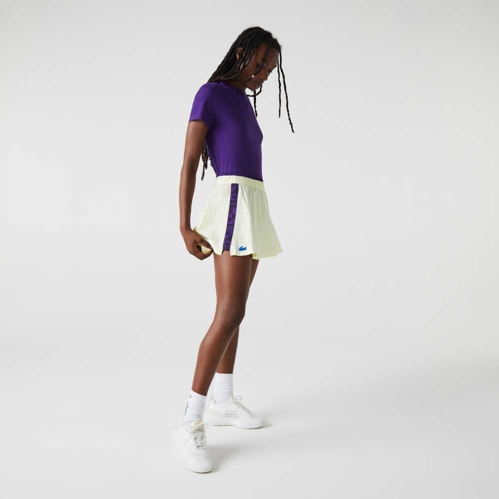 Lacoste SPORT Built-In Short Tennis Skirt Yellow / Purple | NDW-324806