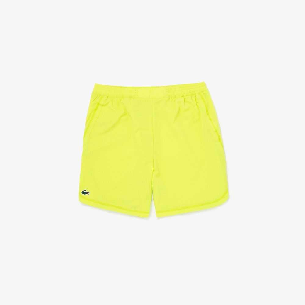 Lacoste SPORT Check Stretch Mesh Shorts Yellow | UCO-415723