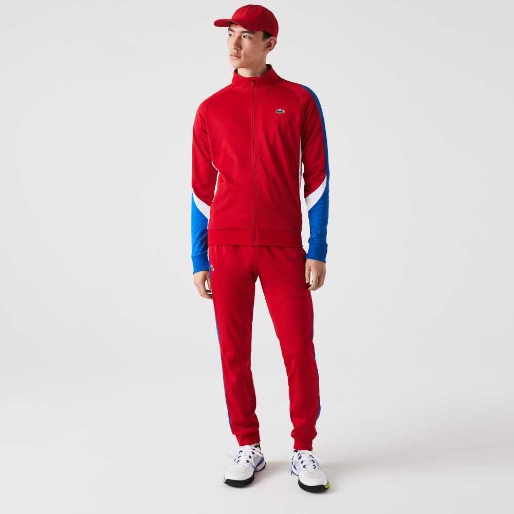 Lacoste SPORT Classic Fit Zip Tennis Sweatshirt Red / Blue / White | YBZ-673592