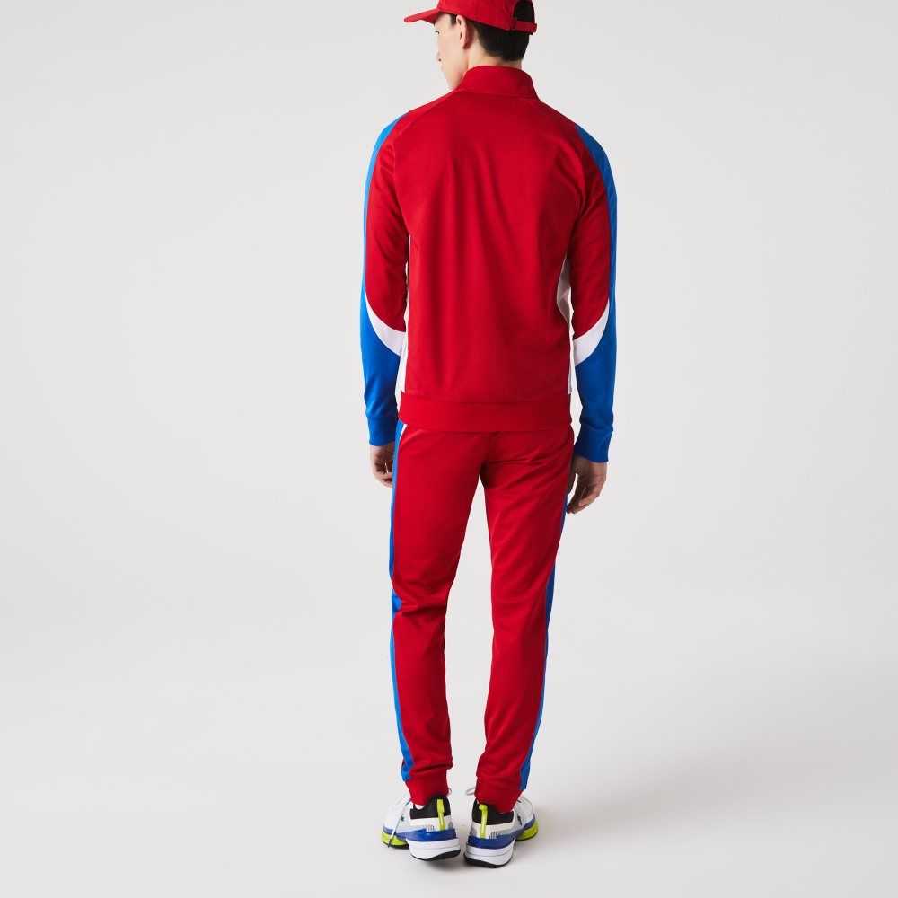 Lacoste SPORT Classic Fit Zip Tennis Sweatshirt Red / Blue / White | YBZ-673592