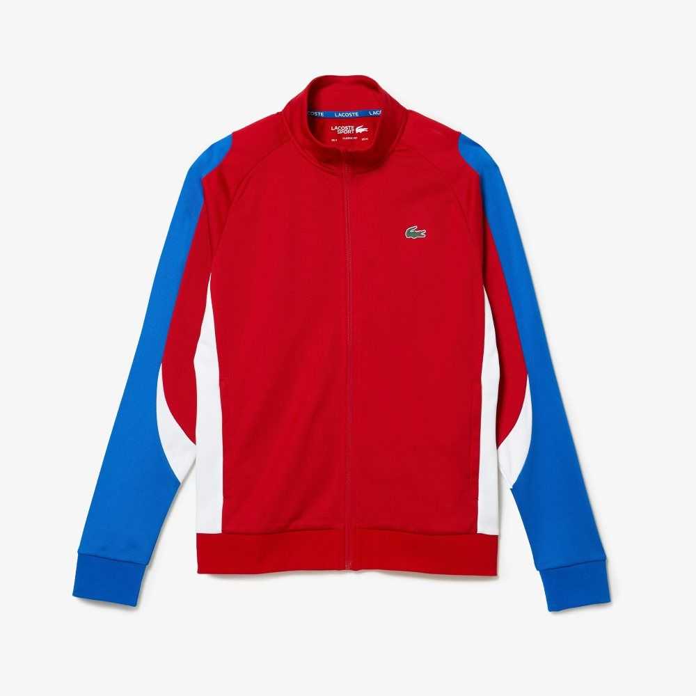 Lacoste SPORT Classic Fit Zip Tennis Sweatshirt Red / Blue / White | YBZ-673592