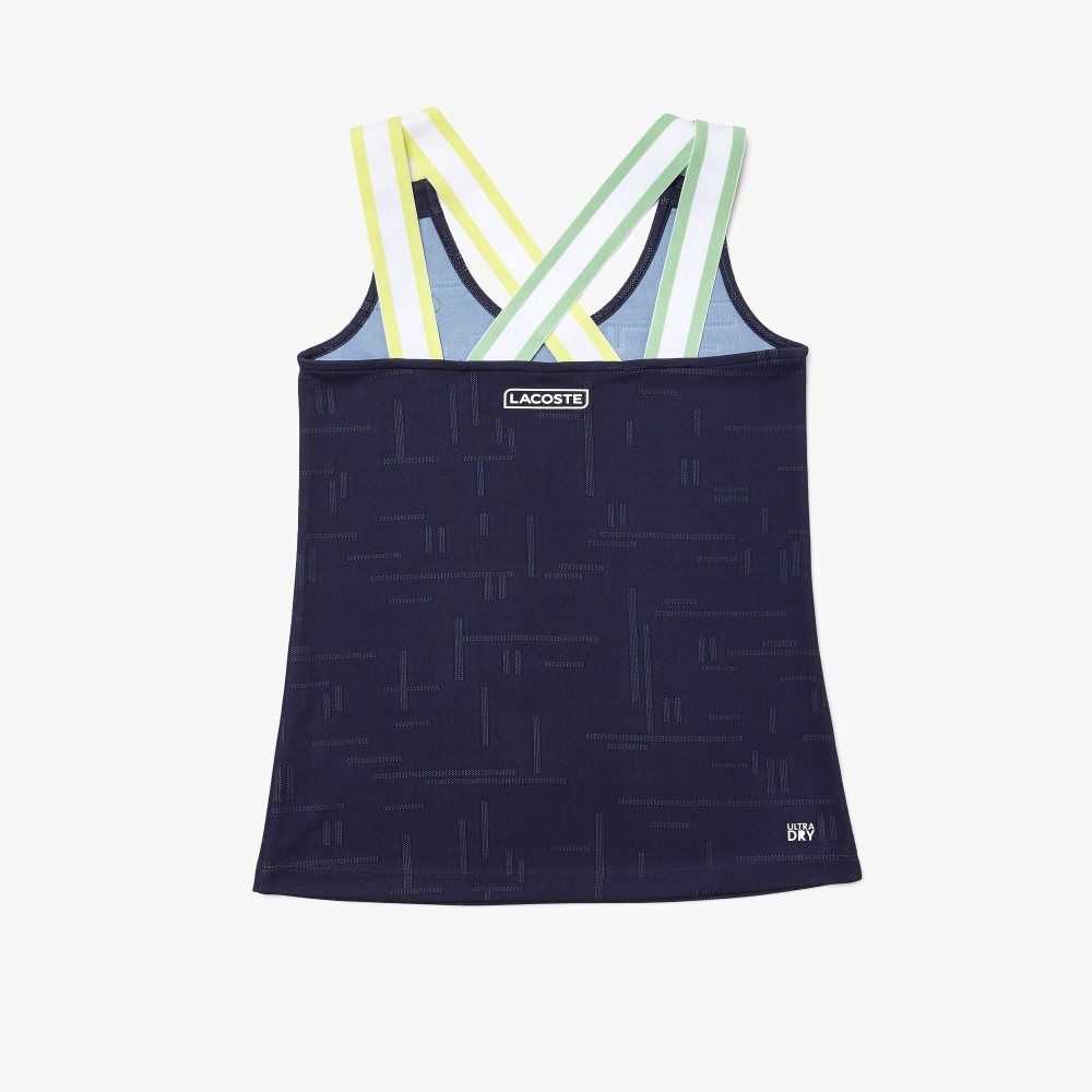 Lacoste SPORT Close-Fitting Tank Top Navy Blue / White | ISW-746095