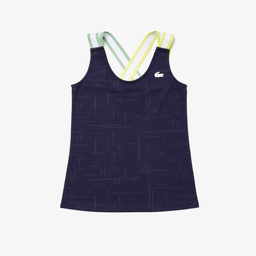 Lacoste SPORT Close-Fitting Tank Top Navy Blue / White | ISW-746095