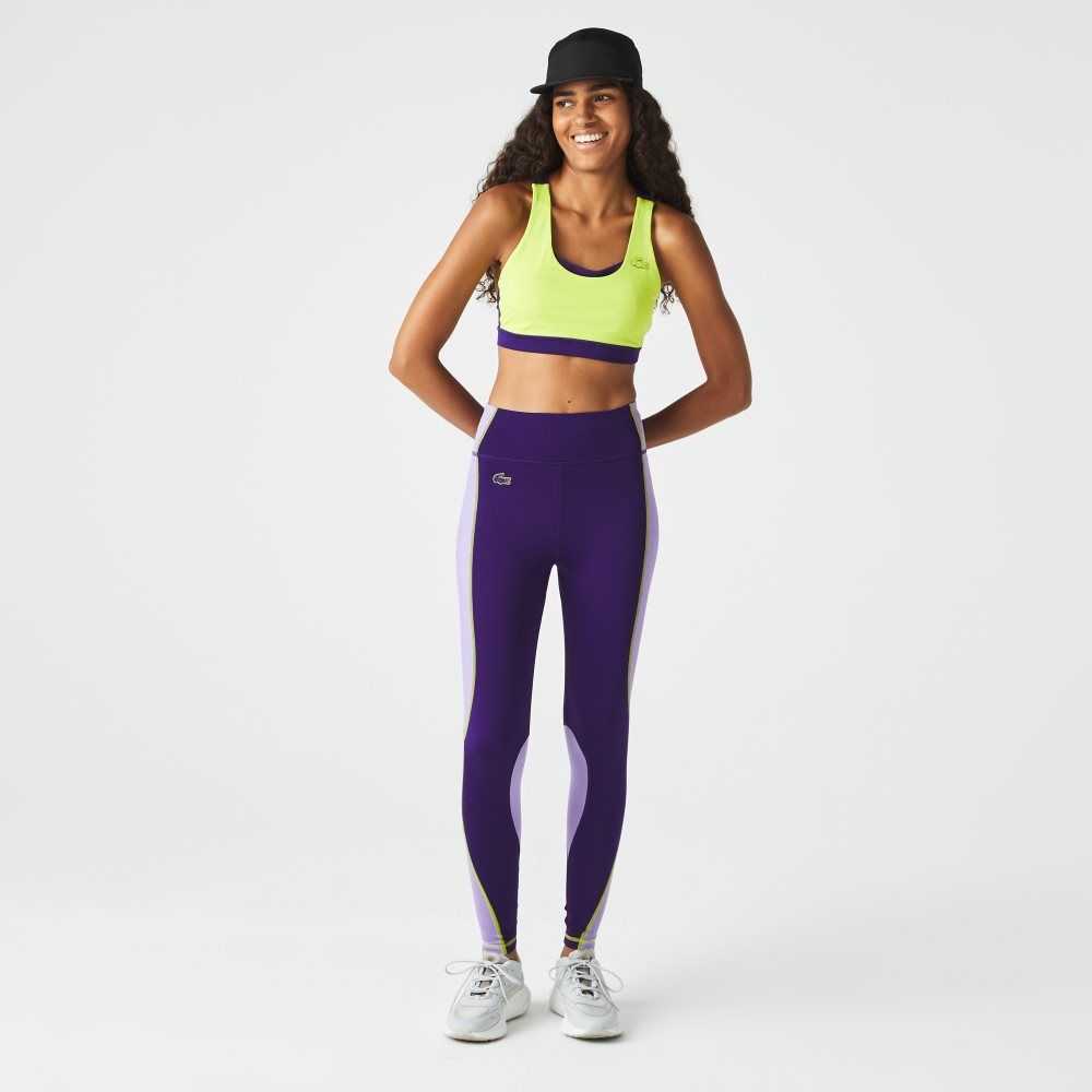 Lacoste SPORT Color-Block Knit Effect Leggings Purple | HQZ-891763