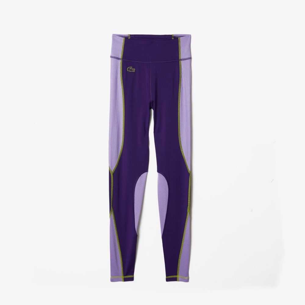 Lacoste SPORT Color-Block Knit Effect Leggings Purple | HQZ-891763