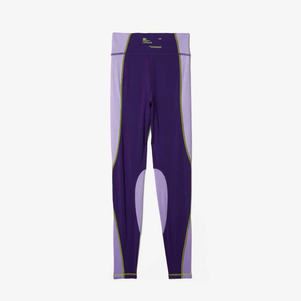 Lacoste SPORT Color-Block Knit Effect Leggings Purple | HQZ-891763