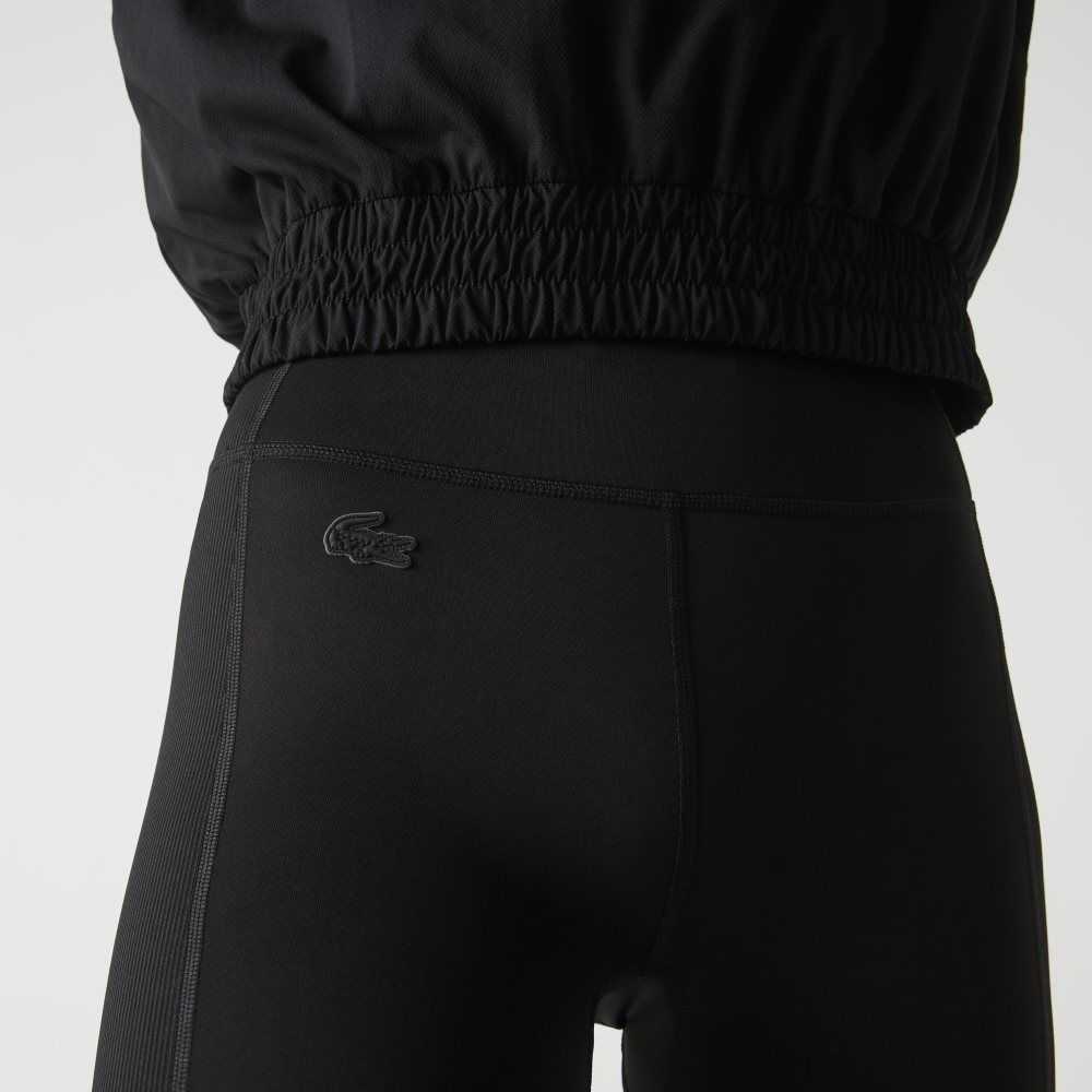 Lacoste SPORT Color-Block Knit Effect Leggings Black | JRL-958231