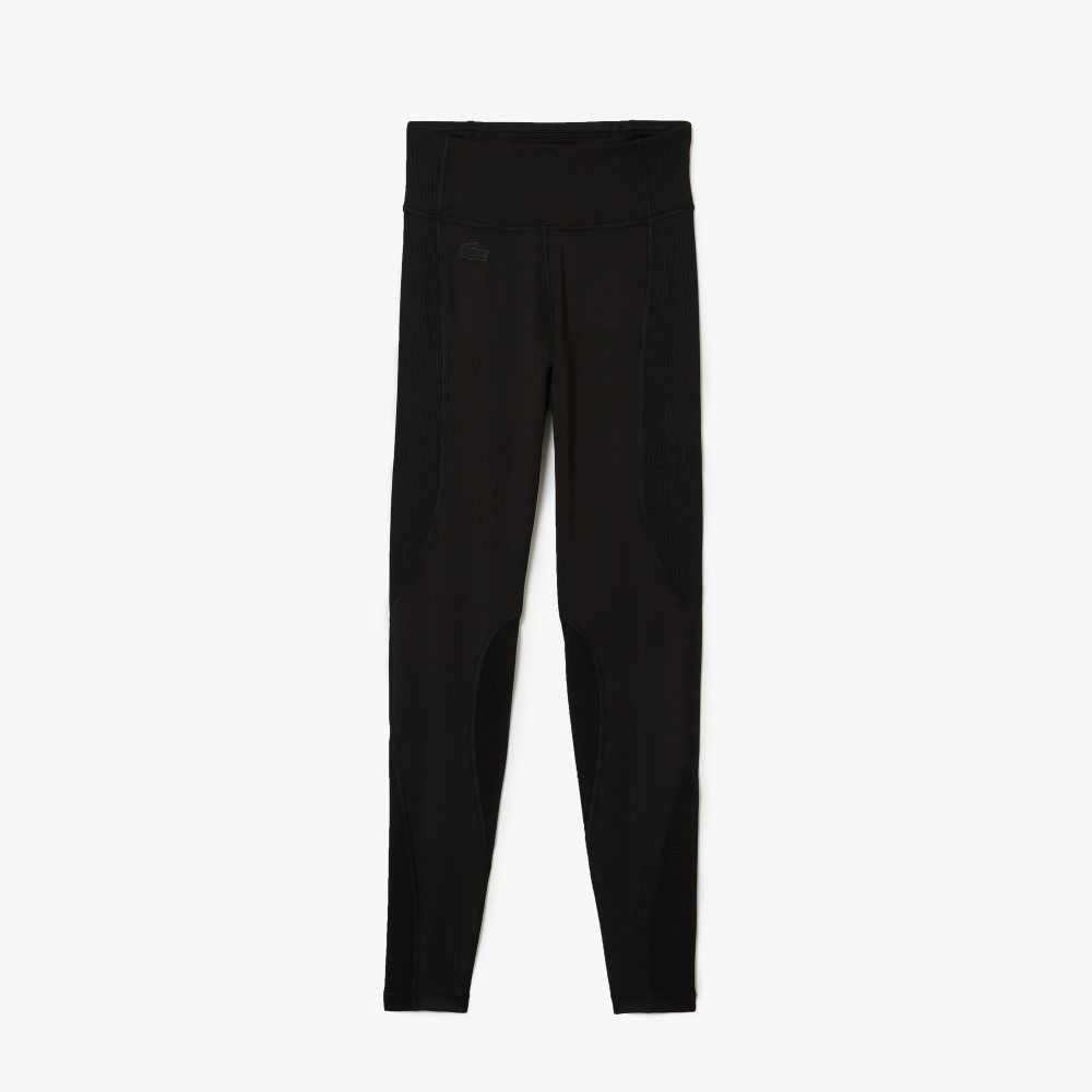 Lacoste SPORT Color-Block Knit Effect Leggings Black | JRL-958231