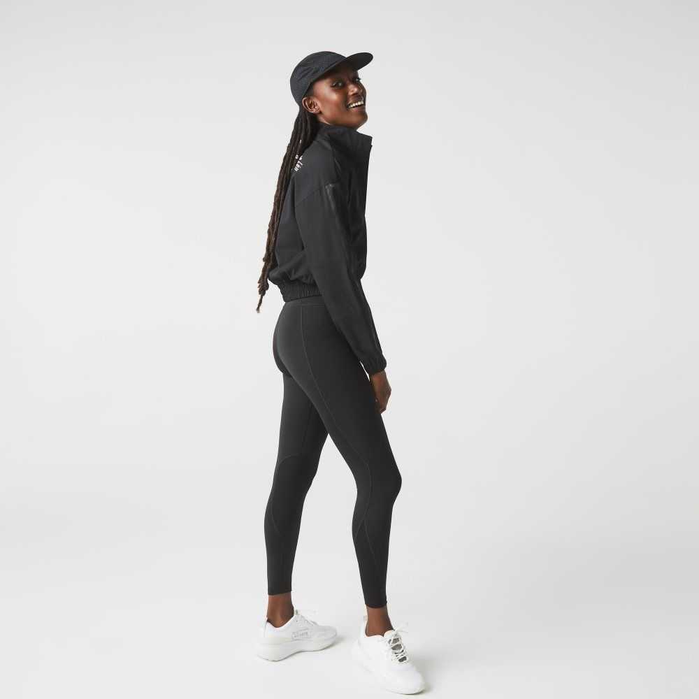 Lacoste SPORT Color-Block Knit Effect Leggings Black | JRL-958231