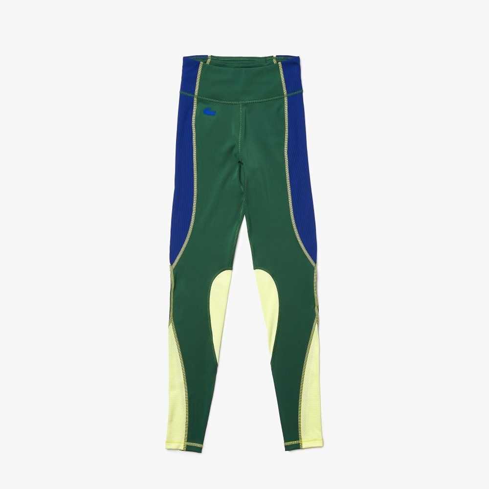 Lacoste SPORT Color-Block Knit Effect Leggings Green / Blue / Flashy Yellow | USJ-830516