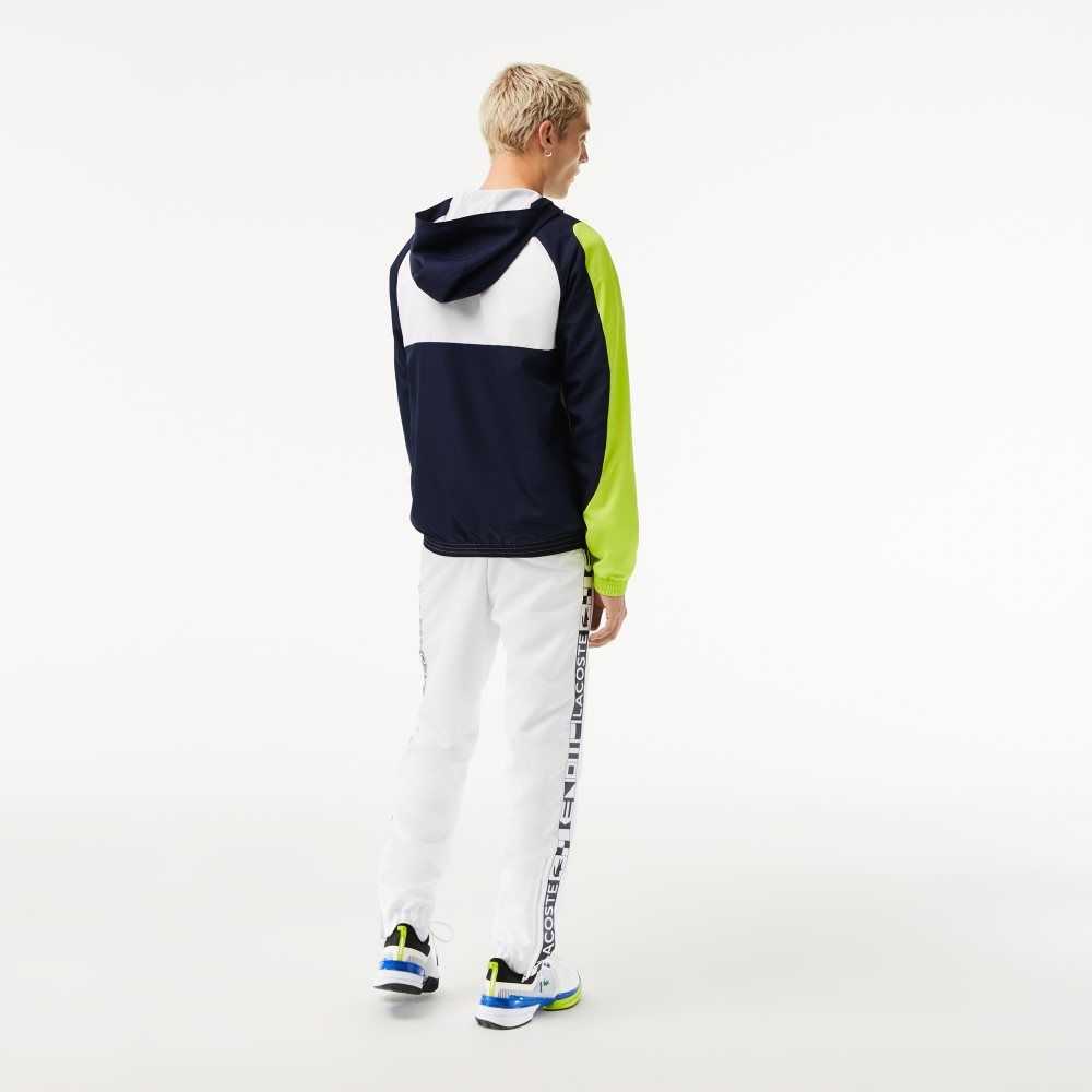 Lacoste SPORT Color-Block Tennis Jacket White / Navy Blue / Yellow | HLZ-503926