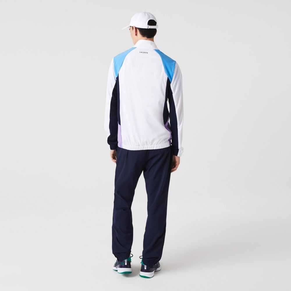 Lacoste SPORT Color-Block Tennis Tracksuit White / Blue / Navy Blue / Purple / Navy Blue | VUW-490362