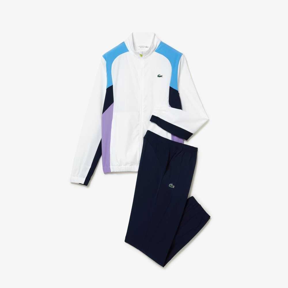 Lacoste SPORT Color-Block Tennis Tracksuit White / Blue / Navy Blue / Purple / Navy Blue | VUW-490362