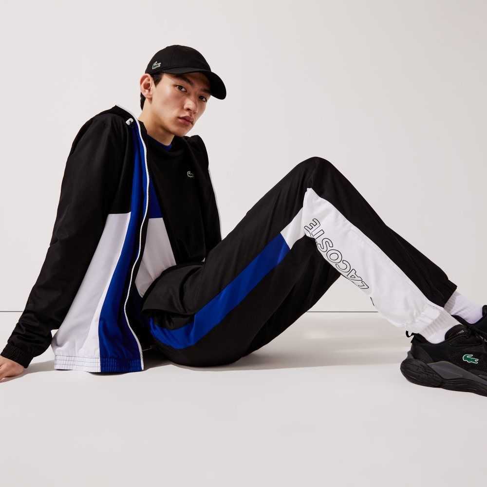 Lacoste SPORT Colorblock Bands Trackpants Black / Blue / White / Black | OHN-340729