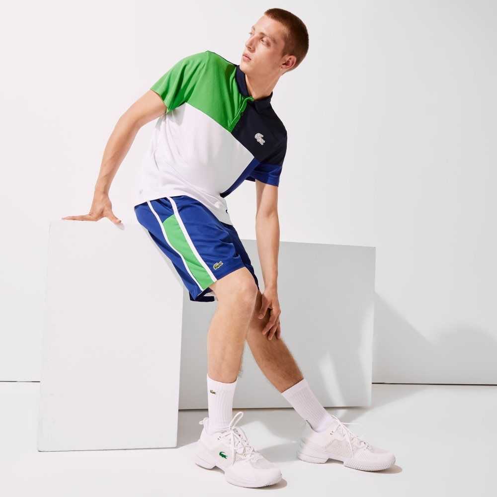 Lacoste SPORT Colorblock Panels Lightweight Shorts Blue / Green / White | CEI-958472