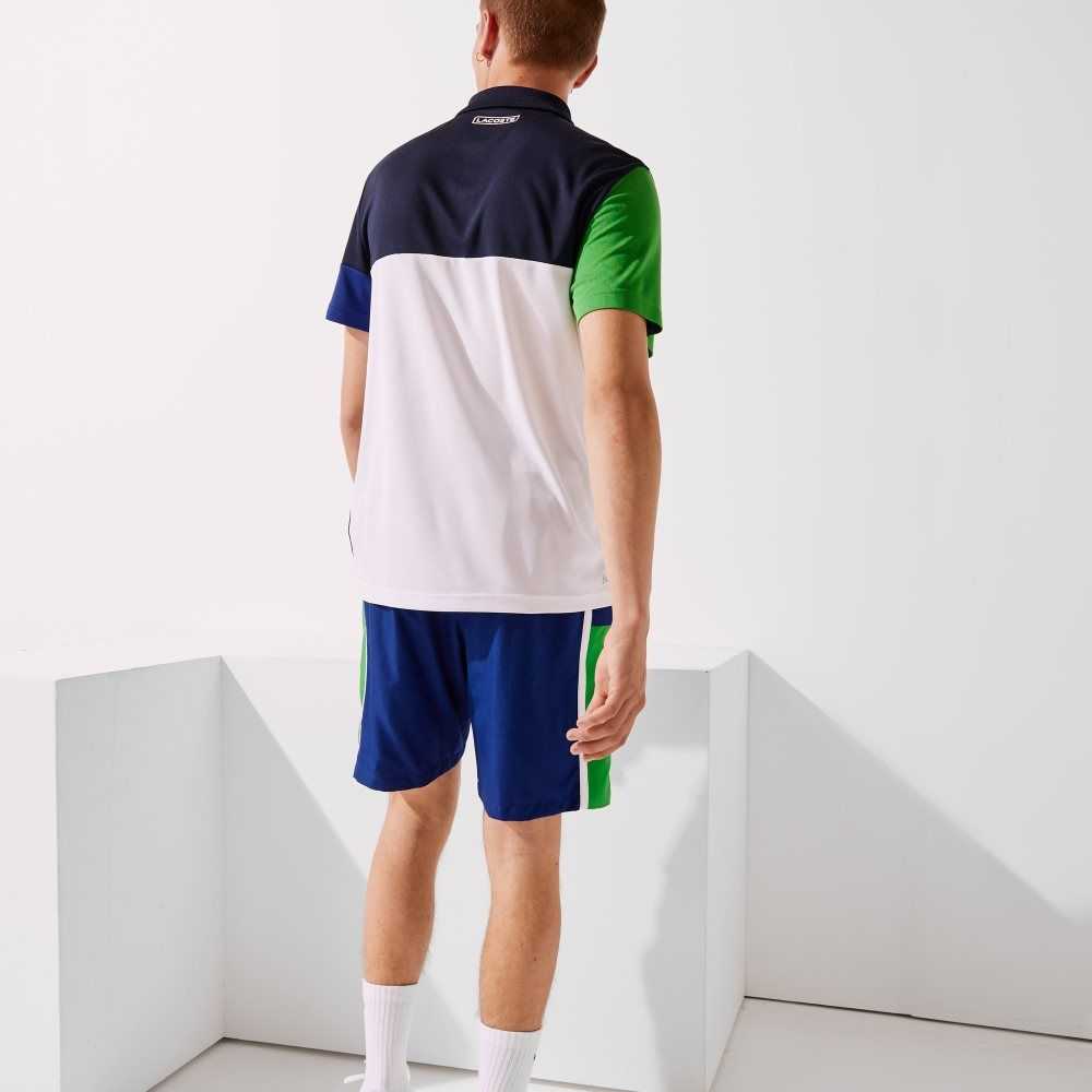 Lacoste SPORT Colorblock Panels Lightweight Shorts Blue / Green / White | CEI-958472