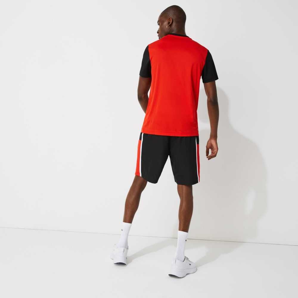 Lacoste SPORT Colorblock Panels Lightweight Shorts Black / Red / White | FHA-594102