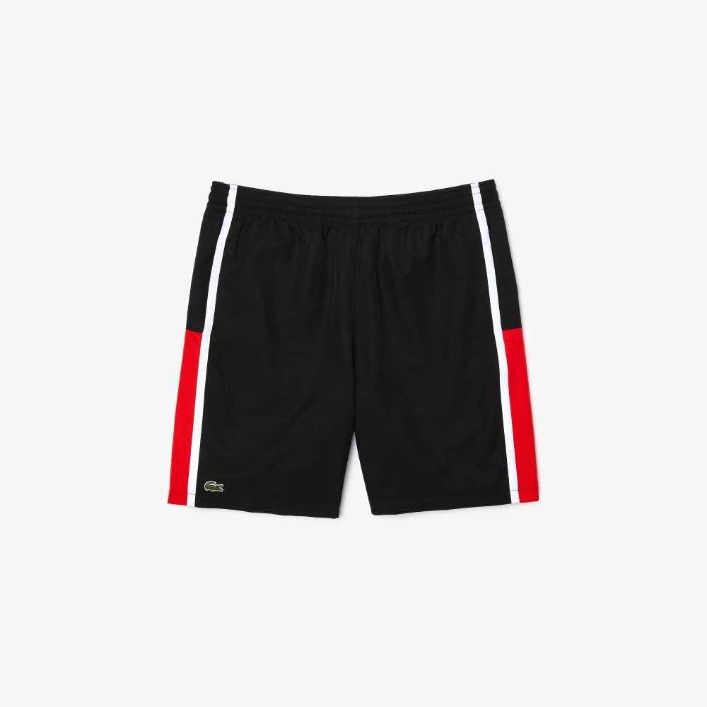 Lacoste SPORT Colorblock Panels Lightweight Shorts Black / Red / White | FHA-594102