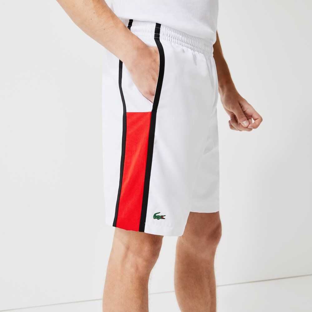 Lacoste SPORT Colorblock Panels Lightweight Shorts White / Red / Black | GYM-625913