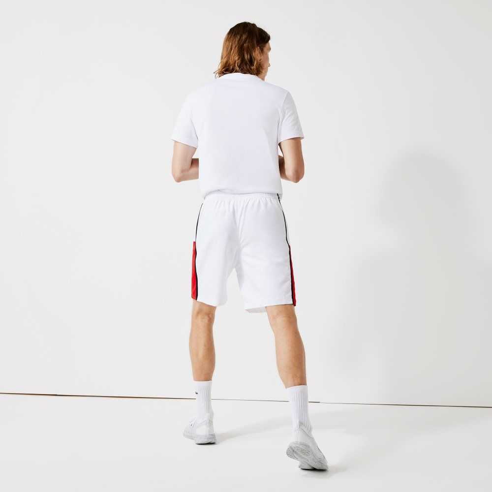 Lacoste SPORT Colorblock Panels Lightweight Shorts White / Red / Black | GYM-625913