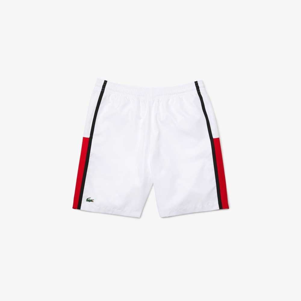 Lacoste SPORT Colorblock Panels Lightweight Shorts White / Red / Black | GYM-625913